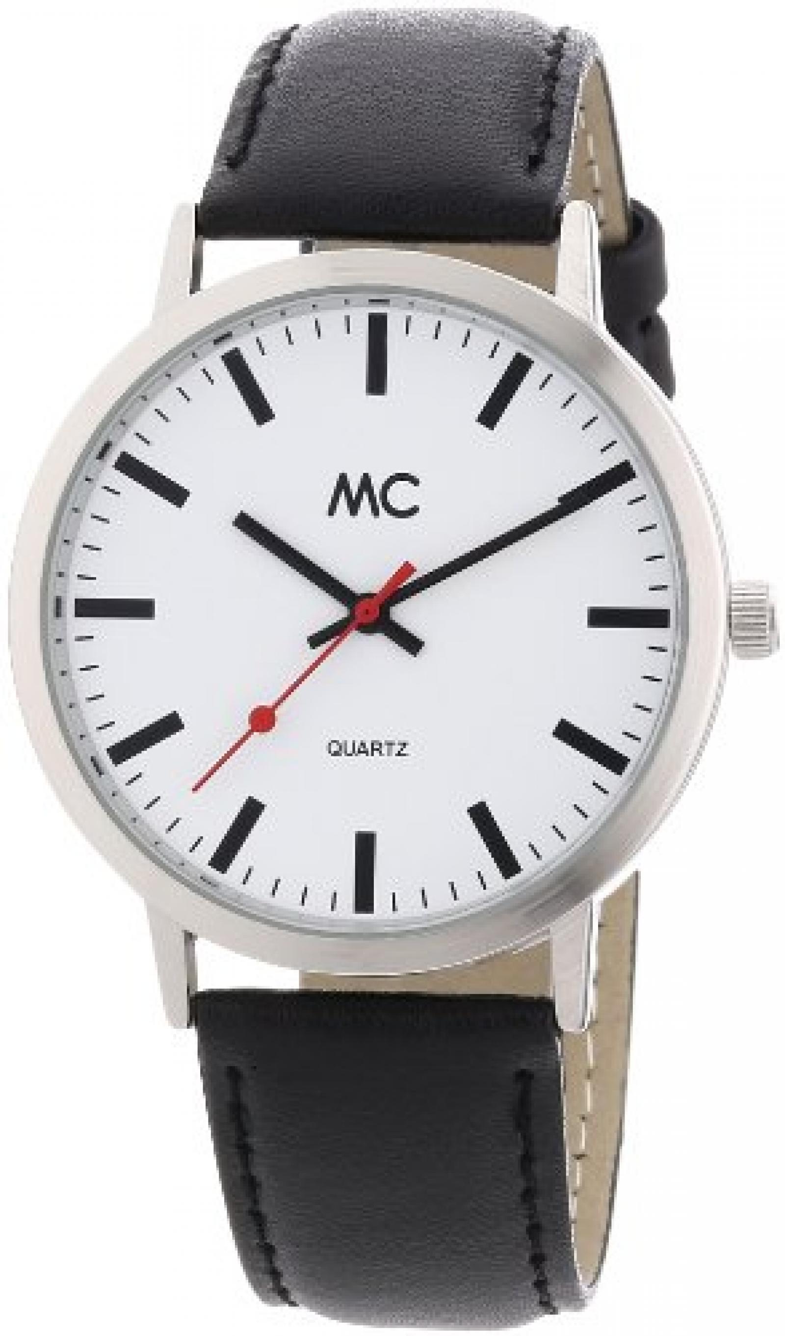 MC Timetrend Herren-Armbanduhr "Bahnhofsuhr" Analog Quarz Leder 26153 